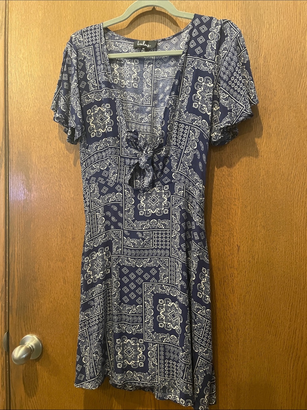 LuLaRoe Navy and White Bandana Print Dress M46